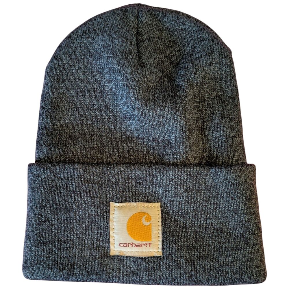 Carhartt Beanie Dark Blue Heather Logo Adult One Size Fits All NEW
